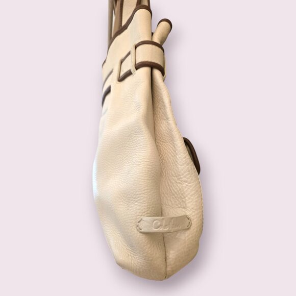 Cole Haan Leather Tote Bag Cream & Tan Trim - Picture 3 of 10